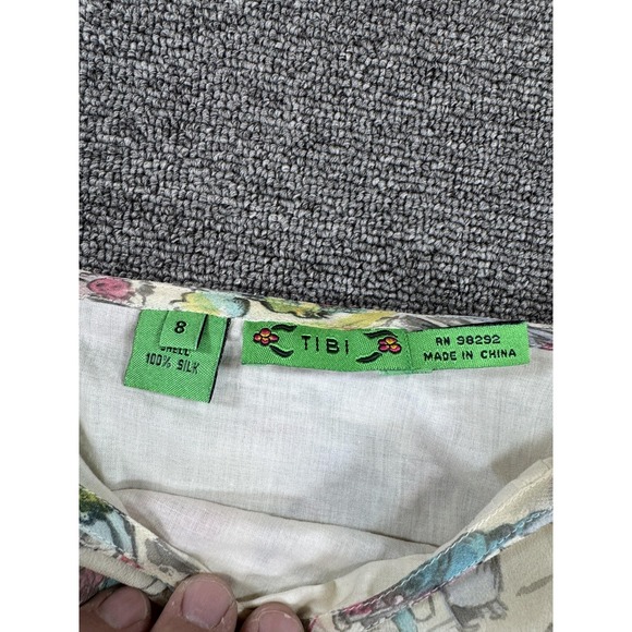 Tibi Skirt Womens 8 White City Life Print Silk Chiffon Asym Ruffle - Picture 3 of 7